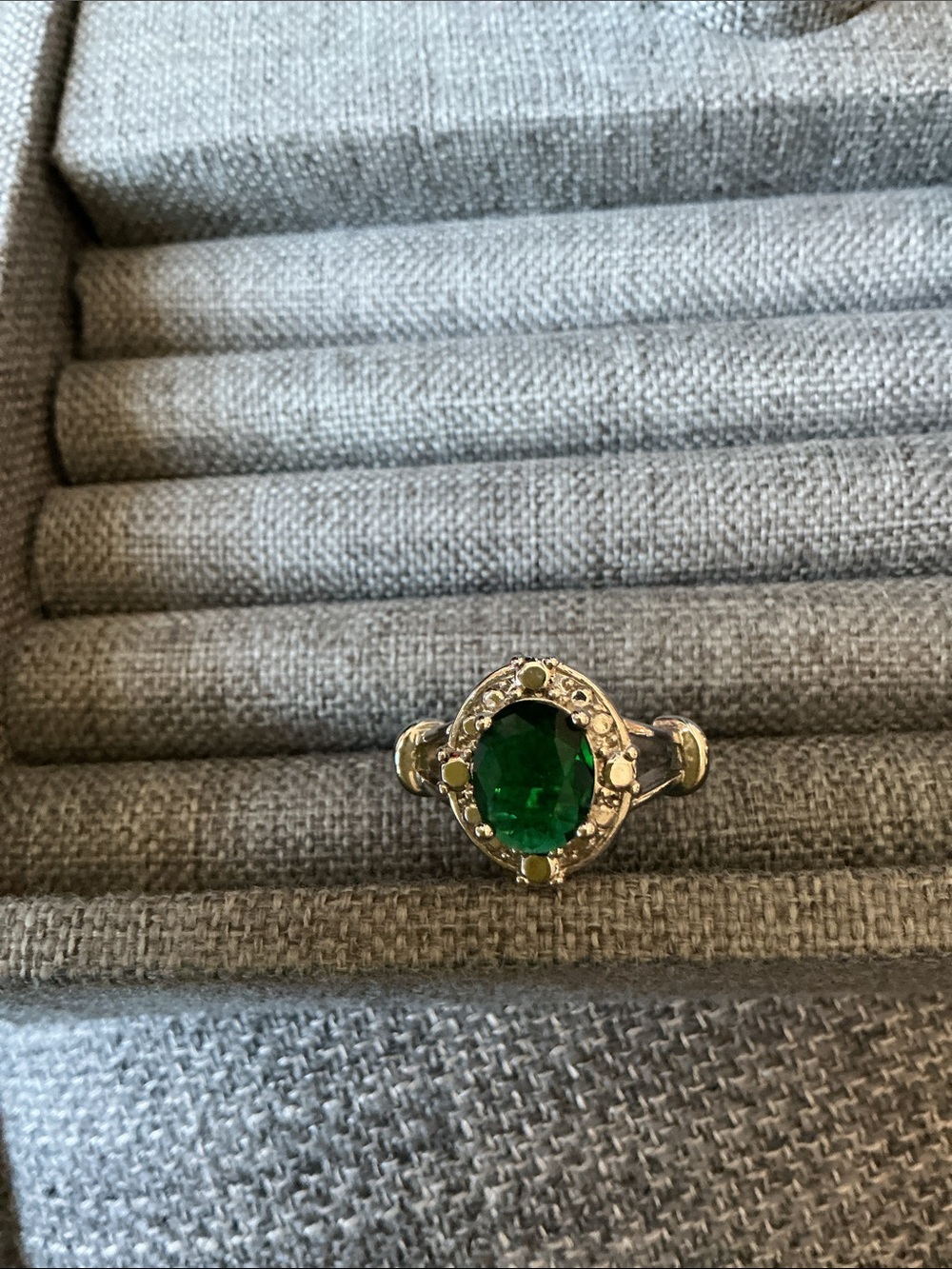 Emerald Green Oval Halo Ring NWOT